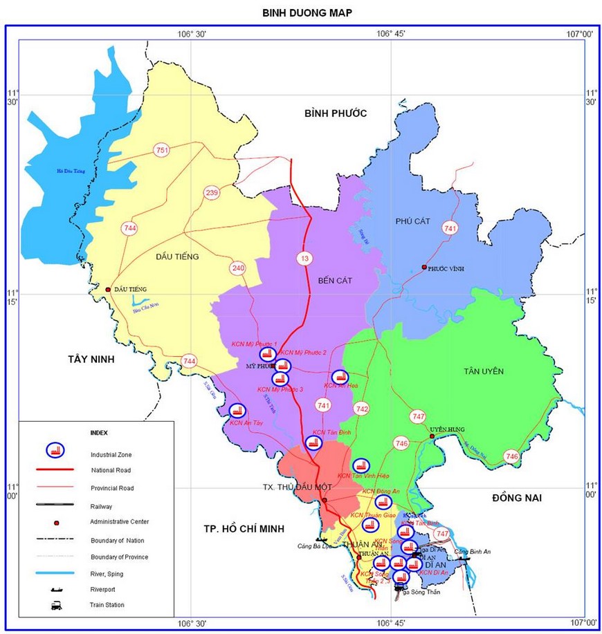 bản đồ thành phố Tân Uyên