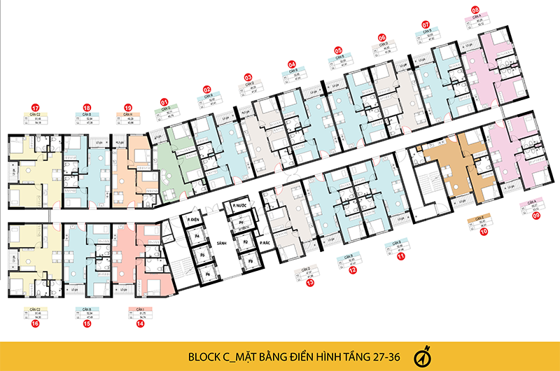 THÁP C - MẶT BẰNG ĐIỂN HÌNH TẦNG 27-36